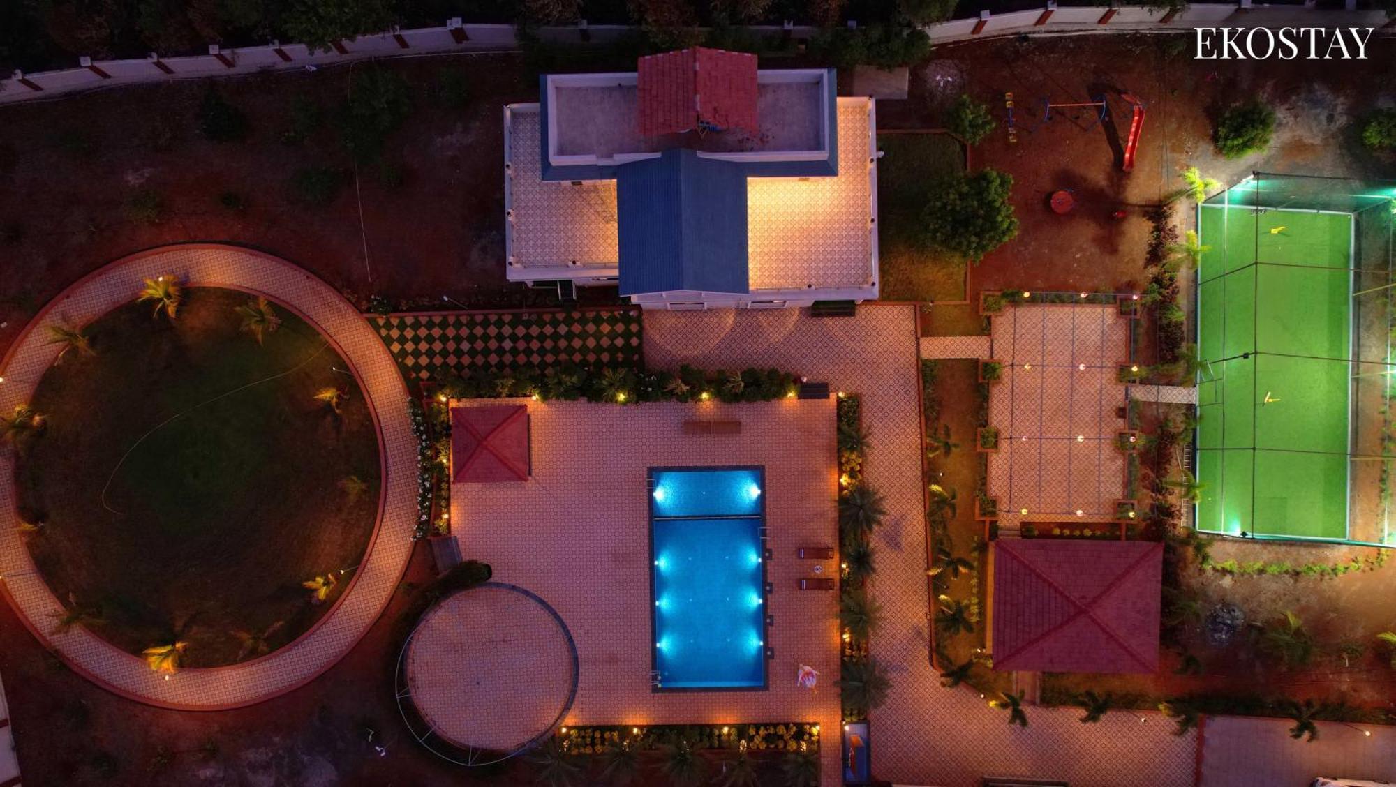 Ekostay Gold Palm Estate I Cricket Turf I Rain Dance I 2 Acre Property 카르자트 외부 사진