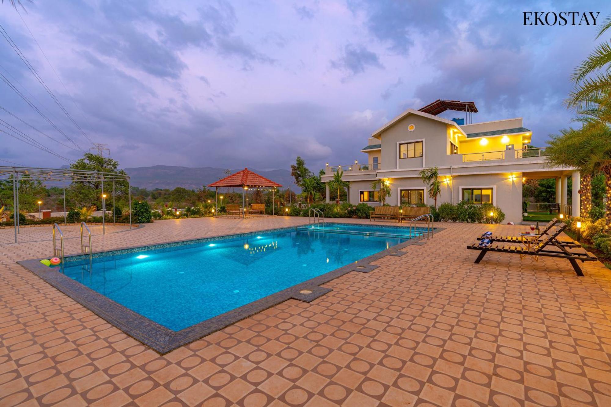 Ekostay Gold Palm Estate I Cricket Turf I Rain Dance I 2 Acre Property 카르자트 외부 사진